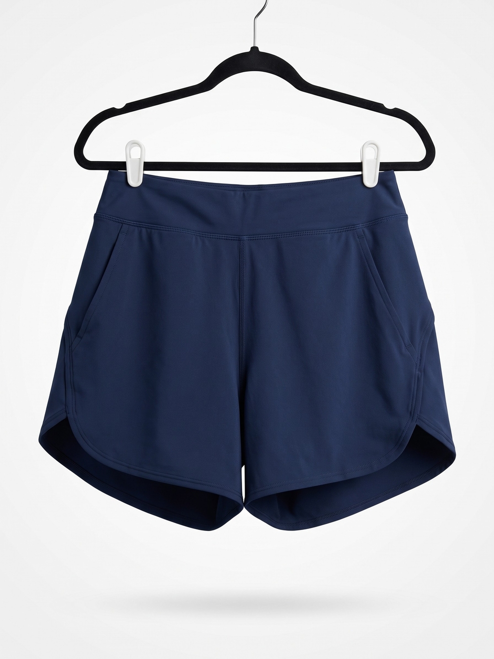 Lands' End Navy Dolphin Athletic Shorts with Side Pockets Gym Running Sm